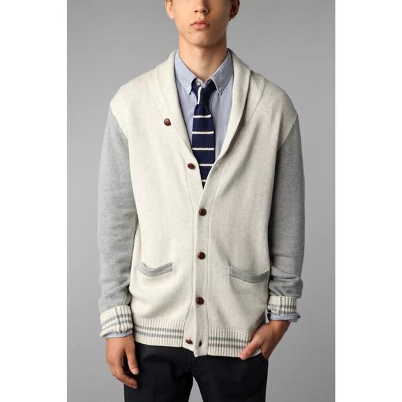 Abel Brown Varsity Shawl-Collar Sweater‎ - Picture 1 of 10